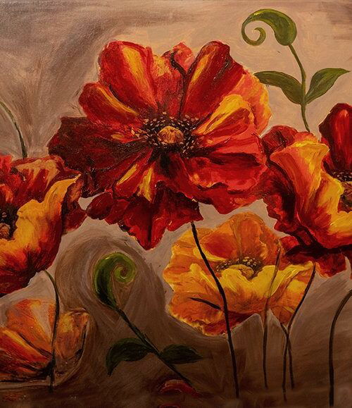 Flower 15 retouch 110x80 Tableaux 00044 1 Fiery Blooms Symphony – Floral Abstract Art 110x80 cm