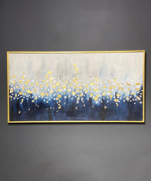 Golden Bloom Cascade – Abstract Floral Artwork