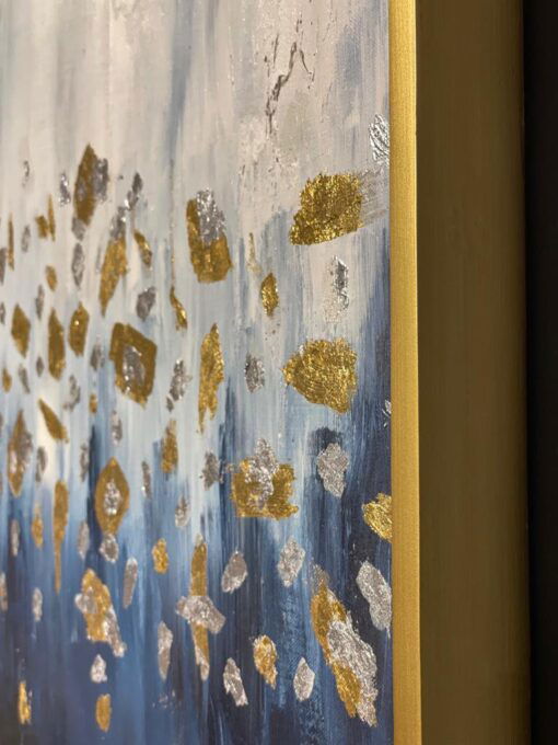 Golden Bloom Cascade – Abstract Floral Artwork 140x70 cm - Image 2