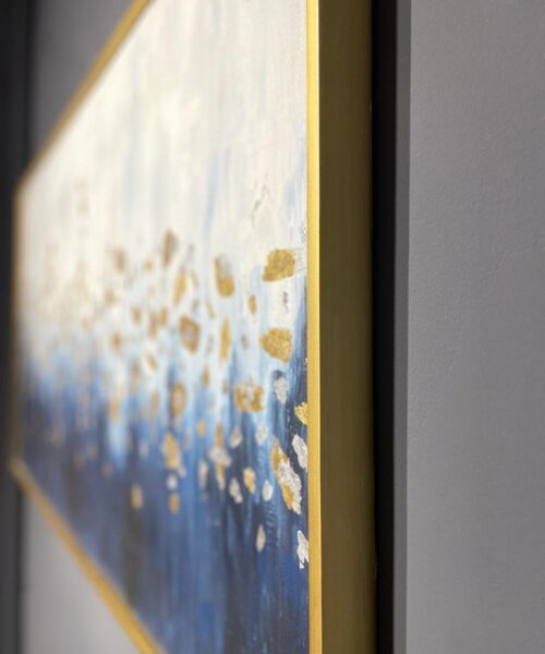 WhatsApp Image 2022 08 12 at 5.07.23 PM 3 Golden Bloom Cascade – Abstract Floral Artwork 140x70 cm