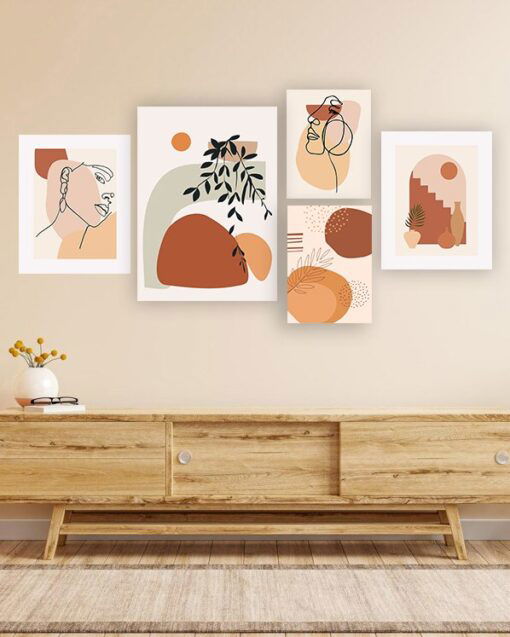 Terracotta Hues: Abstract Portrait Gallery Wall Set
