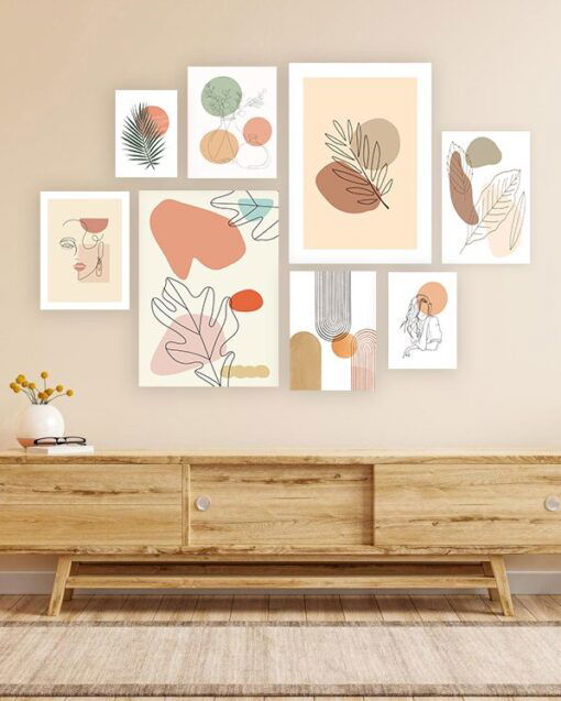 Blush Botanicals: Abstract Gallery Wall Printed Canvas Set
