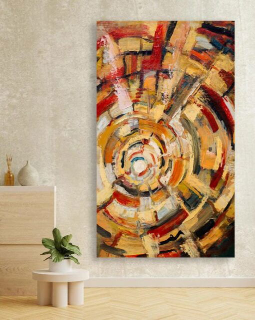 Radiant Swirls: Abstract Warm Tones Spiral - Printed Canvas