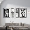 "Monochrome Harmony: Abstract Black & White Set - Printed Canvas"