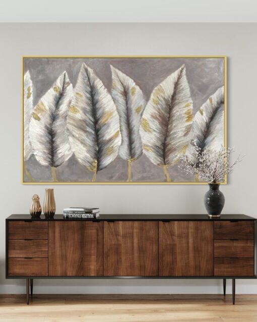 Golden Feathers: Modern Neutral Abstract Art