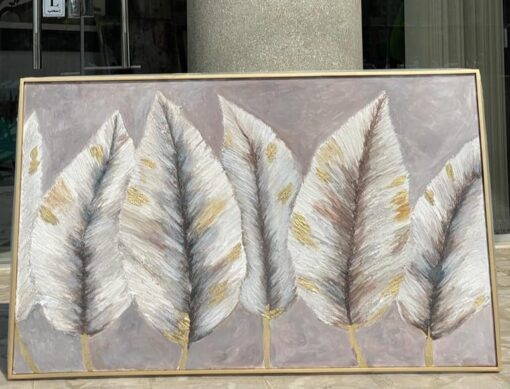 Golden Feathers: Modern Neutral Abstract Art - Image 2