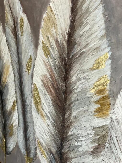 Golden Feathers: Modern Neutral Abstract Art - Image 3