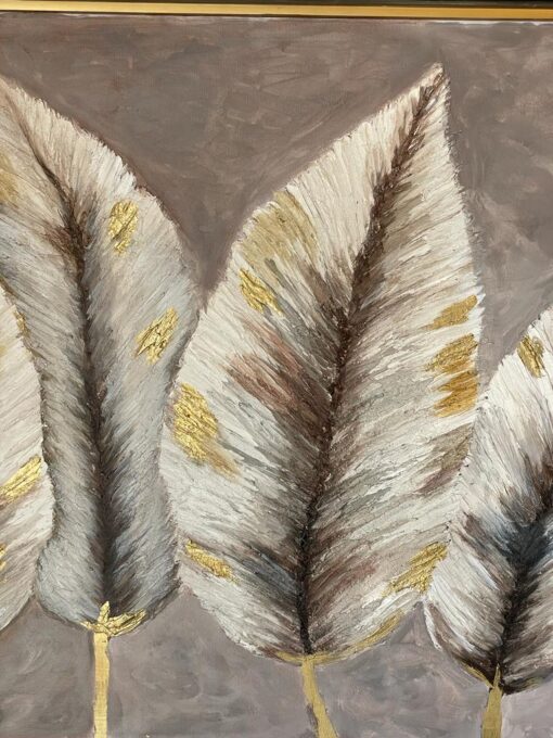 Golden Feathers: Modern Neutral Abstract Art - Image 4
