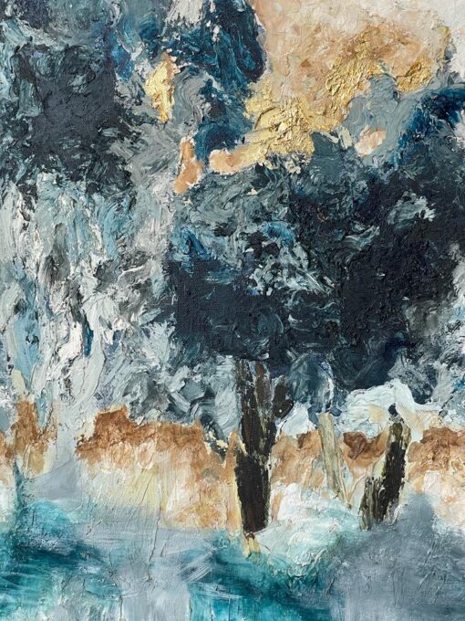 Quiet Blue Forest Landscape Abstract Art - Image 2
