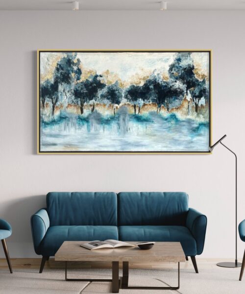 Quiet Blue Forest Landscape Abstract Art