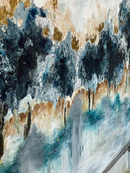 Quiet Blue Forest Landscape Abstract Art - Image 3