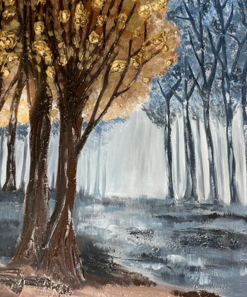 WhatsApp Image 2023 08 10 at 7.39.02 AM Forest Radiance: Brown Trees and Blue Hues Art 160*90 cm