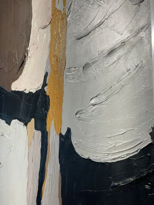 Timeless Contrast: Ochre and Neutral Abstract Art - Image 2
