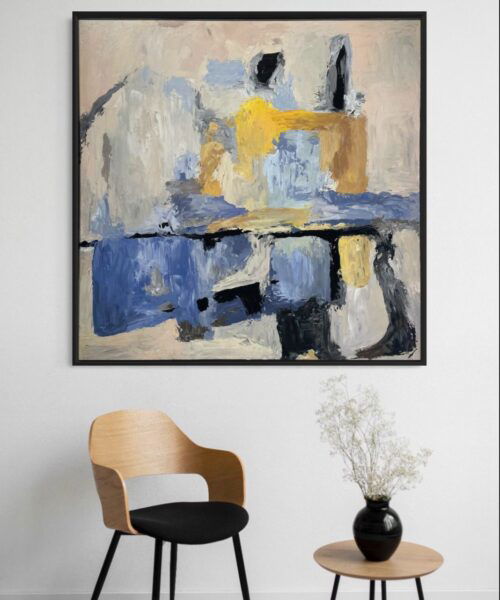 Yellow and Blue Hues Abstract Art