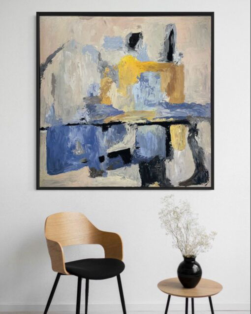 Yellow and Blue Hues Abstract Art