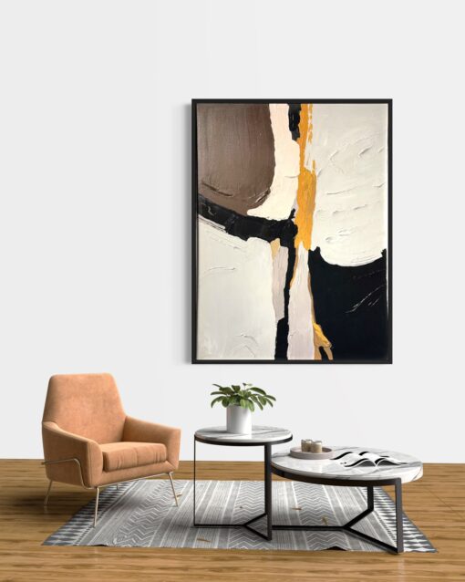 Timeless Contrast: Ochre and Neutral Abstract Art