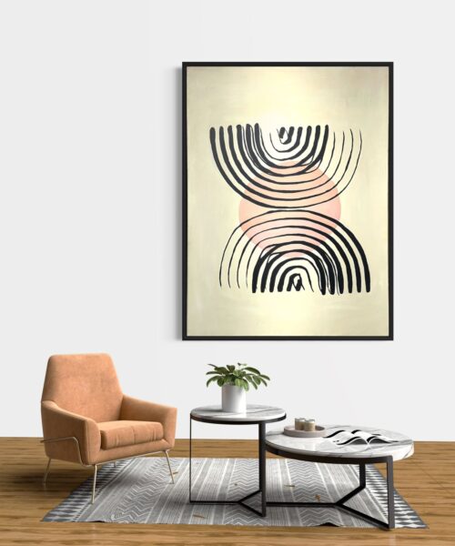 Echo Harmony: Modern Line Art with Nude Pink