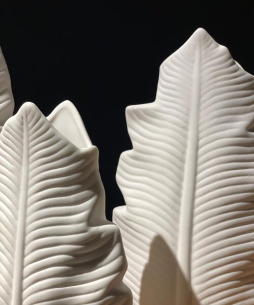 WhatsApp Image 2023 12 05 at 1.43.03 AM 2 White Leaf Sculptural Pottery Vases (3p )
