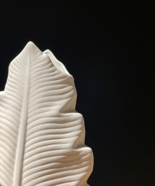 WhatsApp Image 2023 12 05 at 1.43.03 AM 3 White Leaf Sculptural Pottery Vases (3p )