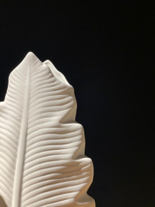 White Leaf Sculptural Pottery Vases (3p ) - Image 2