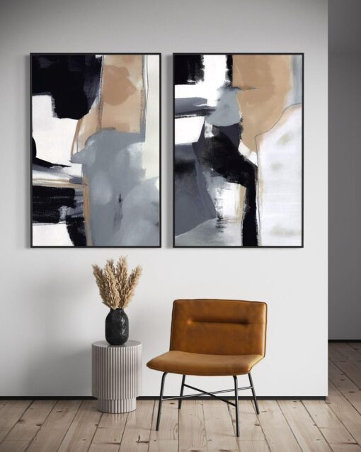 Neutral Abstract Melody Set – Printed Canvas