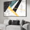 Golden Stripes and Teal Geometry – Printed Canvas