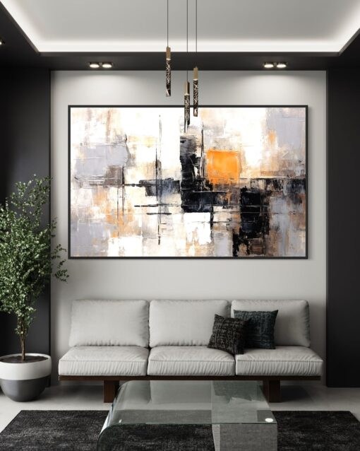Burnt Orange and Charcoal Fusion – Printed Canvas