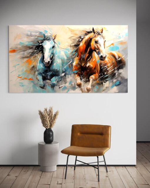 Galloping Horses Printed Canvas