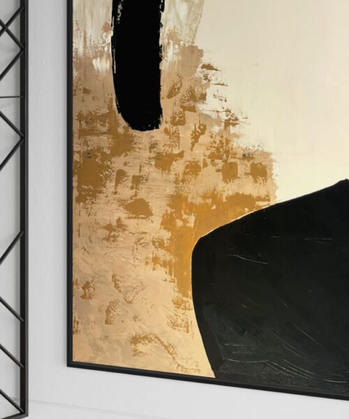 WhatsApp Image 2024 03 25 at 11.01.23 AM Turquoise and Beige Abstract with Bold Black Accents 110*150 cm