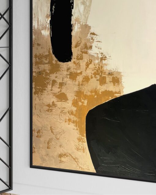Turquoise and Beige Abstract with Bold Black Accents 110*150 cm - Image 2