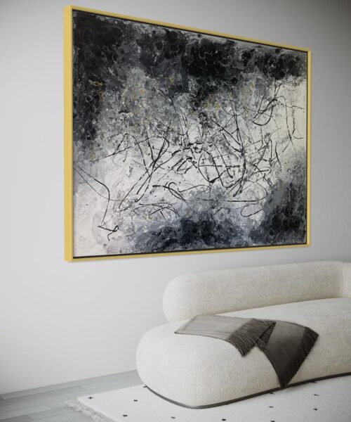 WhatsApp Image 2024 03 25 at 11.01.29 AM Monochrome Pouring Black and White with Touch of Gold 115*155 cm