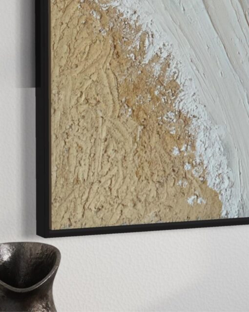 Serene Shoreline: Coastal Blue and Sand Wall Art 100*150 cm - Image 2