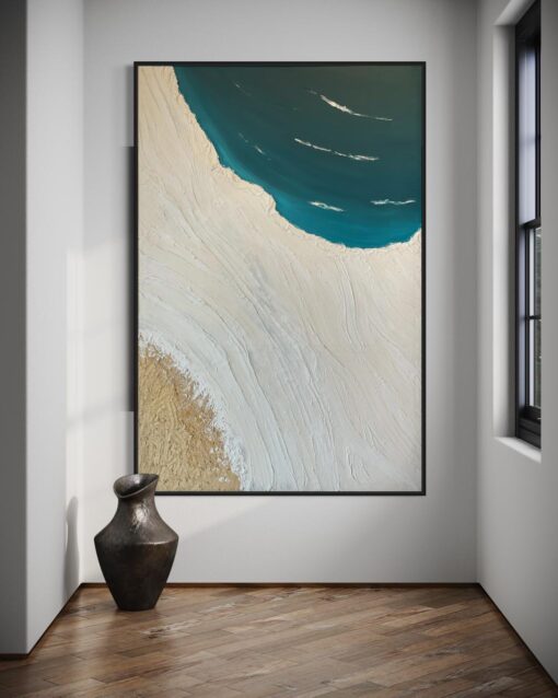 Serene Shoreline: Coastal Blue and Sand Wall Art