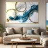 Aqua Gold Abstract Art Circle Design