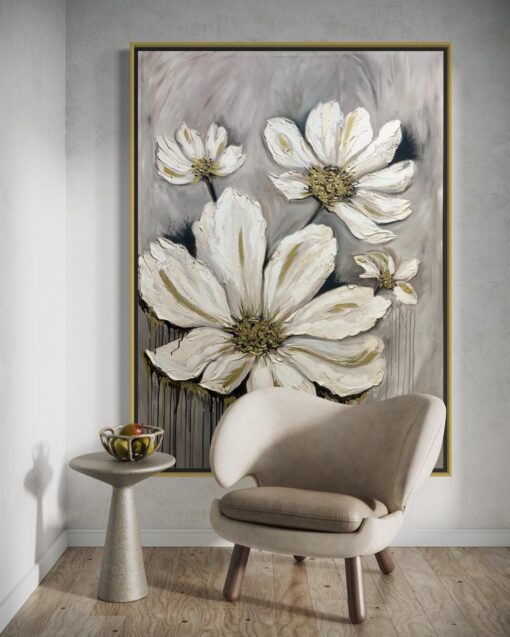 Elegant Ivory Floral Abstract Art 115*155 cm - Image 2