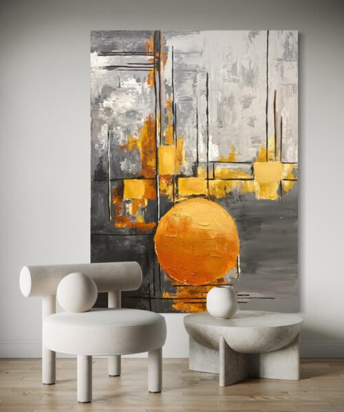 Golden Sunset Abstract Art