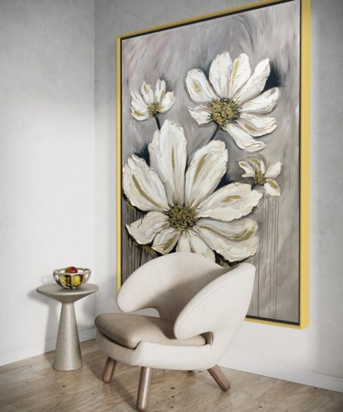 Elegant Ivory Floral Abstract Art