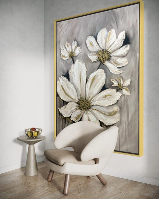 Elegant Ivory Floral Abstract Art
