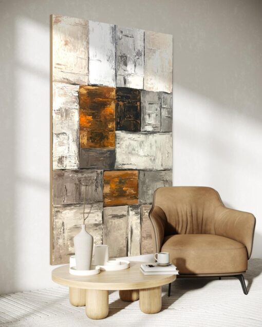 Textured Orange and Grey Abstract Art 95*150 cm - Image 2
