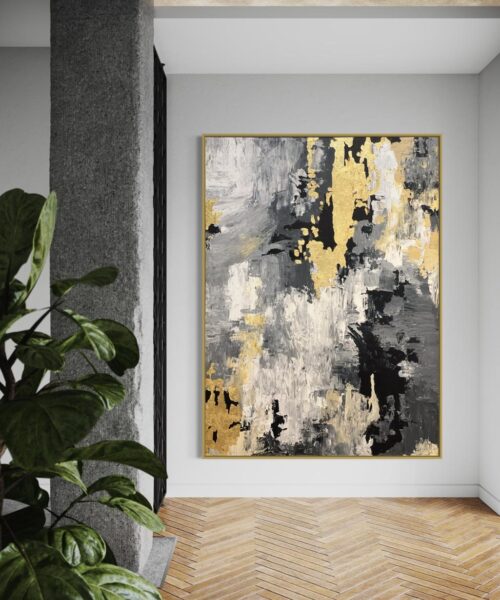 Luxury Gold and Black Abstract Textured Painting