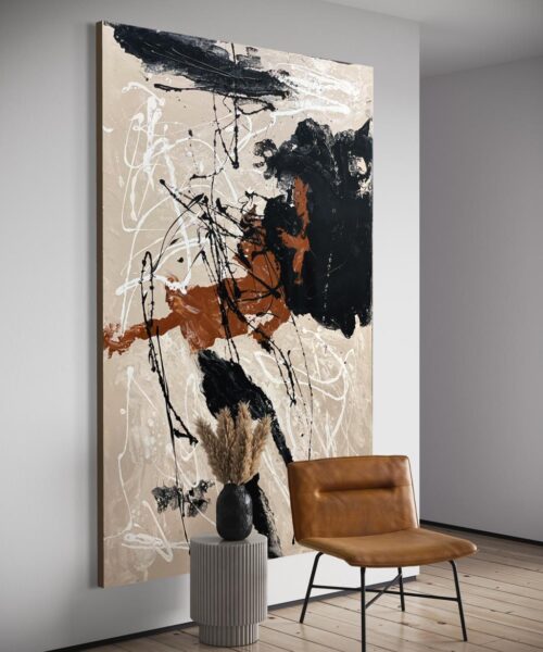 WhatsApp Image 2024 05 22 at 11.51.31 AM 1 Modern Black and Orange Pouring Abstract Art 100*150 Cm