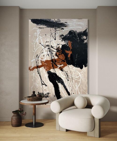 WhatsApp Image 2024 05 22 at 11.51.31 AM 4 Modern Black and Orange Pouring Abstract Art 100*150 Cm