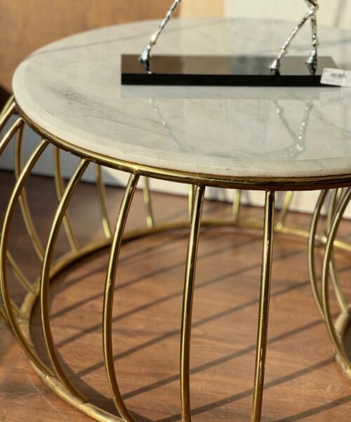 WhatsApp Image 2024 07 21 at 3.56.40 PM 10 Stainless tables set with white marble (2Pcs)