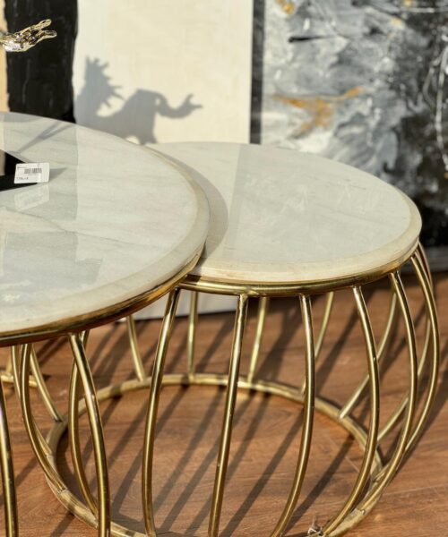 WhatsApp Image 2024 07 21 at 3.56.40 PM 11 Stainless tables set with white marble (2Pcs)