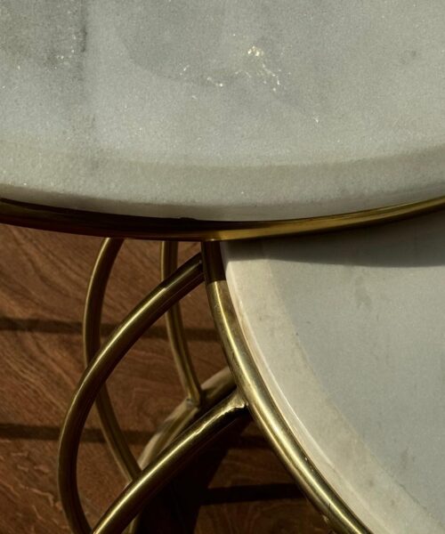 WhatsApp Image 2024 07 21 at 3.56.40 PM 16 Stainless tables set with white marble (2Pcs)