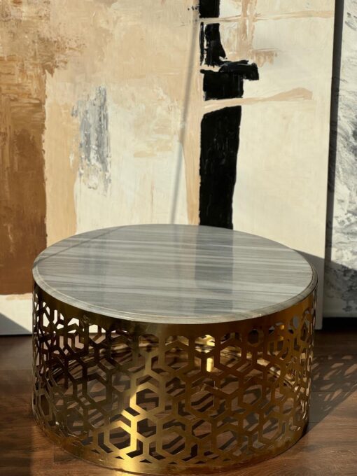 Imperial Gold Geometric Stainless Steel Coffee Table - Image 4