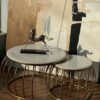 Stainless tables set with white marble (2Pcs)