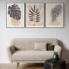 Modern Leaf Trio – Abstract Printed Canvas Set