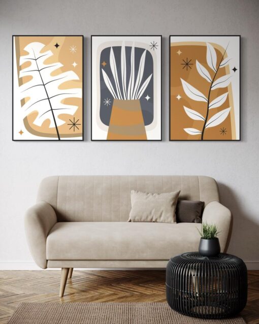 Modern Orange Harmony – Printed Canvas Set - Image 2