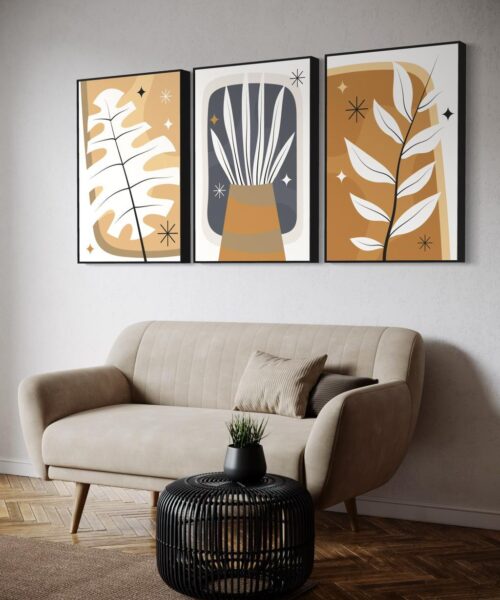 Modern Orange Harmony – Printed Canvas Set